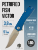 Нож Petrified Fish Victor, К110, Satin, Micarta Blue Handle, PFP03BMP